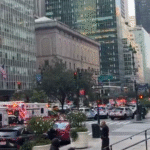 Park Avenue filled with NYPD police cars and FDNY ambulances after the July 28, 2025 Midtown Manhattan shooting at 345 Park Avenue.